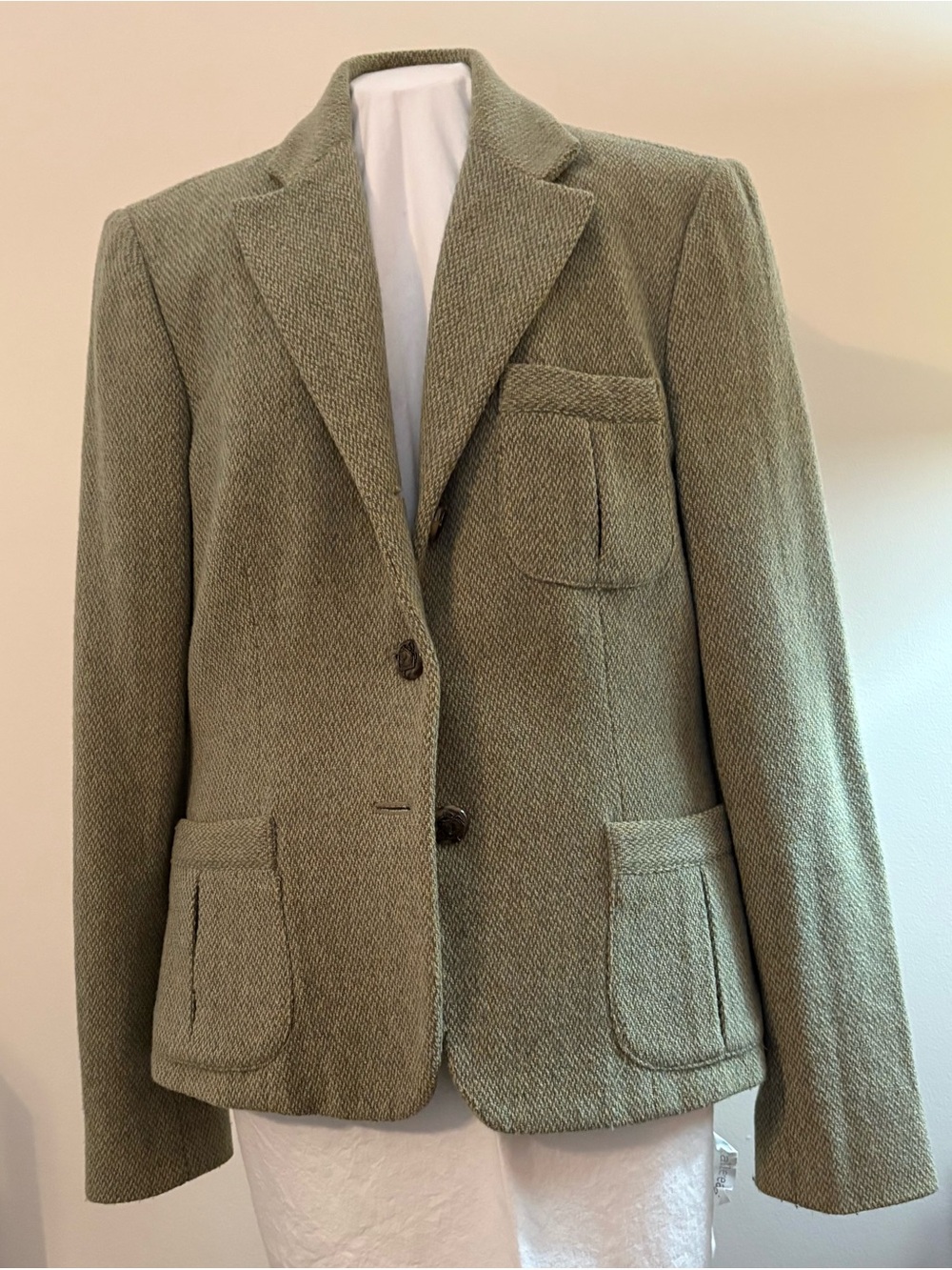 Ralph Lauren Sage Green Wool-Blend Blazer-Womens